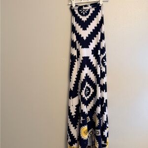 Navy and White Geometric Maxi dress